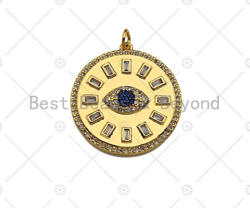 Bagutte CZ Micro Pave Evil Eye Large Pendant/Charm,Cubic Zirconia Charm, Necklace Bracelet Charm Pendant,26x28mm, Sku#L425