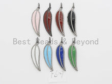 Load image into Gallery viewer, NEW Enamel Colorful Leaf Pendant,CZ Micro Pave Oil Drop Leaf pendant,Enamel pendant,Enamel Jewelry,14x48mm,sku#F619