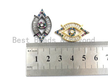 Load image into Gallery viewer, Colorful CZ Micro Pave Evil Eye Pendant with Baguette cz, Colorful CZ,Cubic Zirconia Pendant,17x30mm, 1pc/5pcs, sku#F743