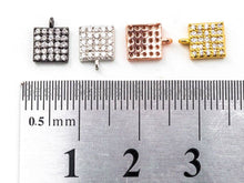 Load image into Gallery viewer, CZ Clear Micro Pave Small Square Charm for Bracelet,Gold/Rose Gold/Silver/Gunmental plated, Pave Dangle Charms, 6x8mm,Sku#B66
