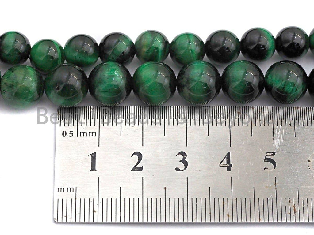Green Tiger Eye Attachment Necklace with Large CZ Pave Gunmetal clasp, 18 long, sku#D37