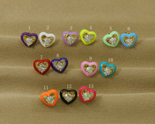 Load image into Gallery viewer, CZ Enamel Heart Stud Earrings, Sku#J336C