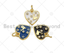 Load image into Gallery viewer, Gold Filled White/Black/Blue Enamel Heart Shape Pendant,CZ Micro Pave 18K Gold Filled Enamel Charm,Enamel Jewelry,13x12mm,Sku#LK345