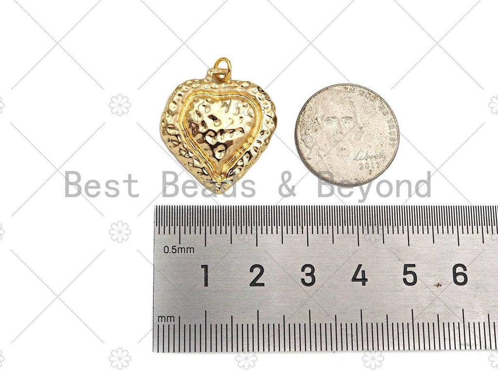 Embossed Heart Shape Pendant/Charm,14K Gold Filled Heart Charm, Necklace Bracelet Charm Pendant,24x26mm,Sku#ZX32