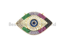 Load image into Gallery viewer, Rainbow Clear CZ Micro Pave Evil Eye Pendant, Cubic Zirconia Pendant,25x40mm, sku#F707