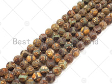 Load image into Gallery viewer, Natural Tibetan Brown Football Agate Beads, Dzi Eye Agate Beads, 8mm/10mm Tibetan Round Smooth Agate,15.5" Full Strand, Sku#U1111