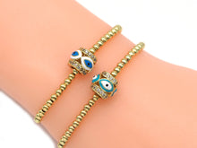 Load image into Gallery viewer, CZ Enamel Evil Eye On Tube Spacer Beads, Sku#LD276