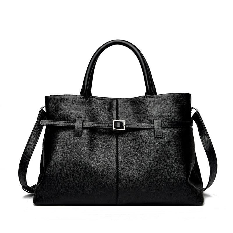 Women's Genuine Leather Tote Handbag – Large Capacity Shoulder Bag with Chain Strap