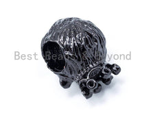 Load image into Gallery viewer, CZ King Crown Lion Head Spacer Beads, Micro Pave Cubic Zirconia Charm Beads,14x10mm, Large Hole Beads, Men's Jewelry Findings, sku#G235