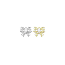 Load image into Gallery viewer, Dainty CZ Gold Silver Bow Charm Pendant, Sku#A321