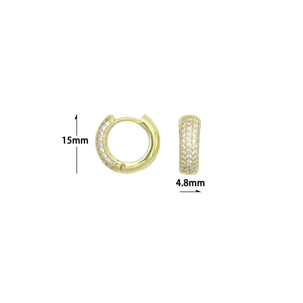 Clear CZ Silver Gold Hoop Earrings, Sku#A478