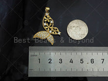 Load image into Gallery viewer, Gold Filled CZ Micro Pave Flower On Butterfly Shape Pendant, 18K Gold Filled ButterflyCharm, Necklace Bracelet Pendant,28x35mm,Sku#LD100
