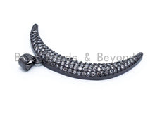Load image into Gallery viewer, CZ Micro Pave Half Moon Pendant, Cubic Zirconia Pave Pendant/Charm, Necklace Pave Pendant 36x5mm, 1pc/2pcs sku#F104