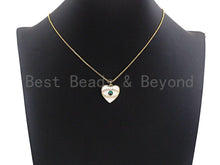 Load image into Gallery viewer, Pave CZ Enamel Heart With Evil Eye Pendant, Enamel Pendant,Enamel Heart Pendant, Oil Drop jewelry Findings,19x20mm,sku#F933
