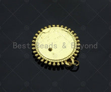 Load image into Gallery viewer, CZ Micro Pave Embossment Snake On Round Coin Charm/Pendant,Emblem Shape Charm, Snake Pave Pendant, Gold plated charm, Sku#LK129