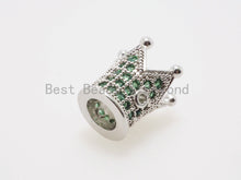 Load image into Gallery viewer, CZ King Crown Green Micro Pave Beads, Cubic Zirconia Crown Space Beads,Men's Women's Jewelry Making, 10x8mm, Sku#G404