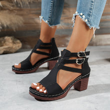 Load image into Gallery viewer, Women's Peep-Toe Wedge High-Heeled Sandals — Casual Stylish PU Wedge Heels