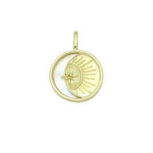 Load image into Gallery viewer, CZ North Star Moon Sun Mop Coin Charm Pendant, Sku#LK1154