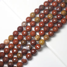 Load image into Gallery viewer, Genuine Red Yellow Agate Round Faceted Beads, Sku#U1748