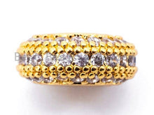 Load image into Gallery viewer, CZ Donut Shaped Micro Pave Large Big Hole Beads, Cubic Zirconia Space Beads,Slider Beads, 12x5mm, #G126