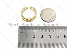 Load image into Gallery viewer, Gold Filled Smiley Face Adjustable Ring, 18K Gold Filled Open Ring, Smiley Face Statement Ring, 21x20mm,Sku#LD128