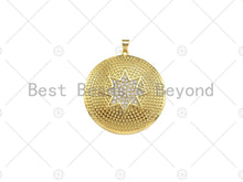 Load image into Gallery viewer, CZ Micro Pave North Star On Round Coin Pendant,18K Dainty Gold Medallion Charm, Necklace Bracelet Charm Pendant, 36x38mm, Sku#LK293