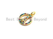 Load image into Gallery viewer, CZ Colorful Micro Pave Round With Eiffel Tower Pendant, Hollow out Round Shaped Pave Pendant, Gold plated, 10x12mm, Sku#F722