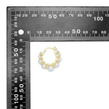 Load image into Gallery viewer, Graduate White Pearl CZ Hoop Earrings, Sku#LD635