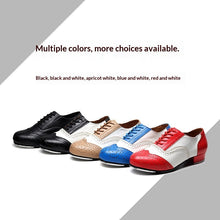 Load image into Gallery viewer, Men's Tap Dance Shoes - Black &amp; White Cowhide Leather Lace-Up Oxford Style