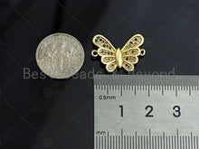 Load image into Gallery viewer, Colorful CZ Micro Pave Butterfly Connector, Cubic Zirconia Butterfly Connector, Bracelet Necklace Findings, 15x20mm, SKU#LK64