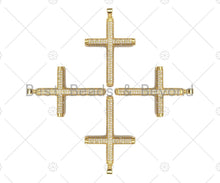 Load image into Gallery viewer, Large CZ Micro Pave Gold Cross Shape Pendant, Sku# LK142