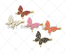 Load image into Gallery viewer, Enamel Colorful Butterfly Shape Charm,CZ Micro Pave Enamel Pendant,Enamel Jewelry,24x33mm,Sku#LK273
