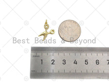 Load image into Gallery viewer, CZ Micro Pave Scissors Shape Pendant,18K Dainty Gold Charm,
