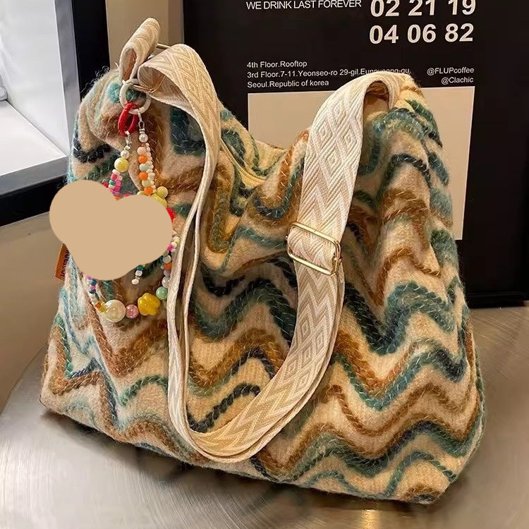 Women's Embroidered Canvas Crossbody Bag – Ethnic Boho Shoulder Bag with Pendant Option