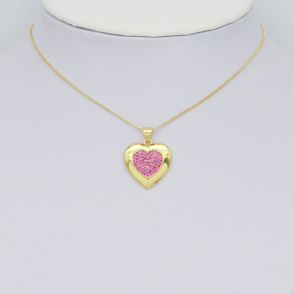 Gold Colorful CZ Heart Shape Charm, Sku#A165