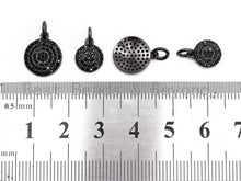 Load image into Gallery viewer, Black CZ Pave On Black Micro Pave Coin Charm, Round Disc Pave Charm, Pave Dangle Charms,11x13/8x10mm, Sku#F365