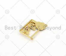 Load image into Gallery viewer, Colorful CZ Micro Pave Family Photos Rectangle Shape Pendant,18K Gold Filled Family Charm, Necklace Bracelet Pendant, 26x18mm,Sku#LK413