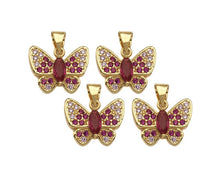 Load image into Gallery viewer, Gold Fuchsia CZ Butterfly Shape Charm, Sku#LK76