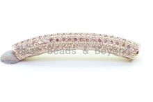 Load image into Gallery viewer, CZ Micro Pave 32x5mm Half Full Pave Tube for Bracelet/Necklace, Cubic Zirconia Separator Tube, Tube Beads, sku#G7