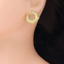 Load image into Gallery viewer, Gold Silver Twisted Hoop with Diamond Stud Earrings, Sku#A242