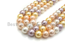 Load image into Gallery viewer, Mother of Pearl Gold Pink Purple White Mixed Color Round Smo