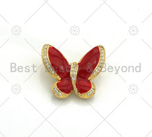 Load image into Gallery viewer, Colorful Enamel CZ Micro Pave Butterfly Pendant, 18K Gold Filled Enamel Butterfly Pendant, Pave Enamel Jewelry,25x24mm,Sku#LK369
