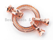 Load image into Gallery viewer, CZ Micro Pave Donut Clasp Buckle Interlock, CZ Micro Pave Interlocking Clasp Fastener, Leather Jewelry supplies, 48x29mm, sku#L157