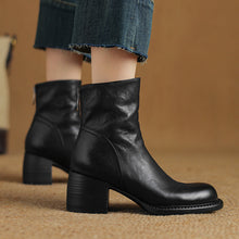 Load image into Gallery viewer, Women's Retro Pointed-Toe Ankle Boots | Chunky Heel Back Zipper Sheepskin