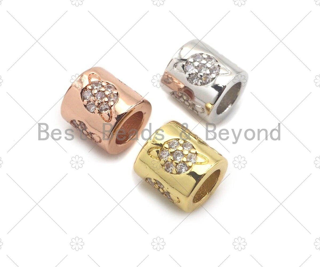 CZ Pave planet on Large hole tube spacer beads, sku#C120