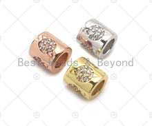 Load image into Gallery viewer, CZ Pave planet on Large hole tube spacer beads, sku#C120