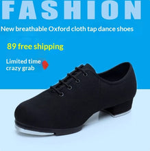 Load image into Gallery viewer, Unisex Tap Dance Shoes - Oxford Fabric with Soft Rubber Soles for Adults &amp; Kids
