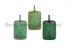 Load image into Gallery viewer, Green CZ Micro Pave Rectangle Tag Pendant/Charm, Cubic Zirconia Pendant, Pave Dog Tag, 18x27mm, sku#X49