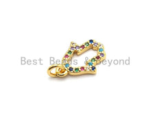 Load image into Gallery viewer, Cute CZ Colorful Micro Pave Hollow Hamsa Hand Pendant, Hamsa Hand Shaped Pave Pendant, Gold plated, 9x12mm, Sku#F733