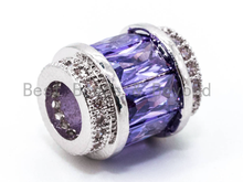 Load image into Gallery viewer, CZ Micro Pave Big Hole Drum Spacer Beads, Cubic Zirconia Large Hole Spacer Beads Ruby/Amethyst/Pink,10x12mm,1pc,sku#G268